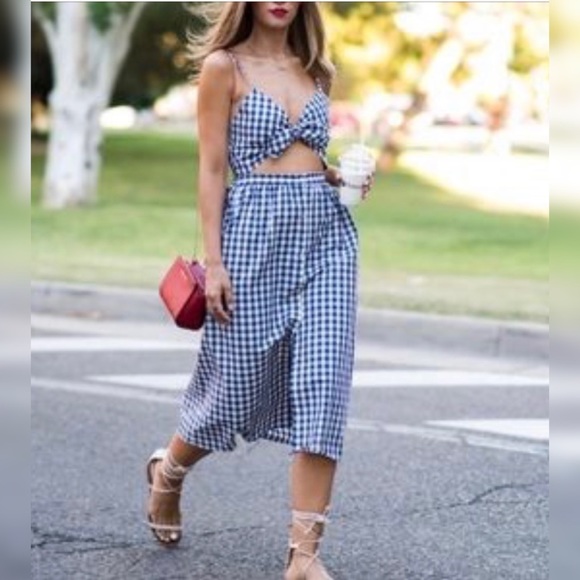 Zara Dresses & Skirts - Zara Gingham Tie Front Cut Out Dress